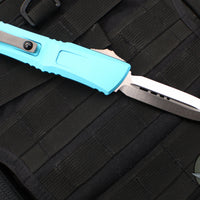 Microtech Combat Troodon Gen III OTF Knife- Double Edge- Turquoise Handle- Stonewash Blade 1142-10 TQ Gen III 2024