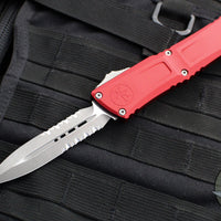 Microtech Combat Troodon Gen III OTF Knife- Double Edge- Red Handle- Apocalyptic Part Serrated Blade 1142-11 APRD Gen III 2024