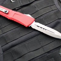 Microtech Combat Troodon Gen III OTF Knife- Double Edge- Red Handle- Apocalyptic Part Serrated Blade 1142-11 APRD Gen III 2024