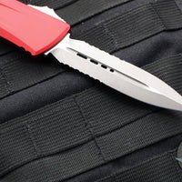 Microtech Combat Troodon Gen III OTF Knife- Double Edge- Red Handle- Apocalyptic Part Serrated Blade 1142-11 APRD Gen III 2024