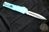 Microtech Combat Troodon Gen III OTF Knife- Double Edge- Turquoise Handle- Stonewash Part Serrated Blade 1142-11 TQ Gen III