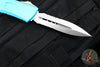 Microtech Combat Troodon Gen III OTF Knife- Double Edge- Turquoise Handle- Stonewash Part Serrated Blade 1142-11 TQ Gen III