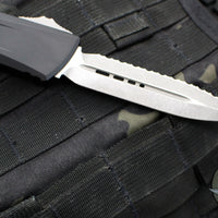 Microtech Combat Troodon Gen III OTF Knife- Double Edge- Black Handle- Apocalyptic Full Serrated Blade 1142-12 AP Gen III 2024