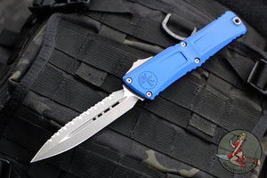 Microtech Combat Troodon Gen III OTF Knife- Double Edge- Navy Blue Handle- Apocalyptic Full Serrated Blade 1142-12 APNA Gen III 2024