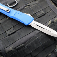 Microtech Combat Troodon Gen III OTF Knife- Double Edge- Navy Blue Handle- Apocalyptic Full Serrated Blade 1142-12 APNA Gen III 2024