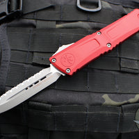 Microtech Combat Troodon Gen III OTF Knife- Double Edge- Red Handle- Apocalyptic Full Serrated Blade 1142-12 APRD Gen III 2024