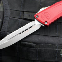 Microtech Combat Troodon Gen III OTF Knife- Double Edge- Red Handle- Apocalyptic Full Serrated Blade 1142-12 APRD Gen III 2024