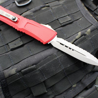 Microtech Combat Troodon Gen III OTF Knife- Double Edge- Red Handle- Apocalyptic Full Serrated Blade 1142-12 APRD Gen III 2024