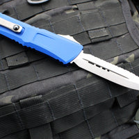 Microtech Combat Troodon Gen III OTF Knife- Double Edge- Navy Blue Handle- Stonewash Full Serrated Blade 1142-12 NA Gen III 2024