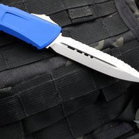 Microtech Combat Troodon Gen III OTF Knife- Double Edge- Navy Blue Handle- Stonewash Full Serrated Blade 1142-12 NA Gen III 2024