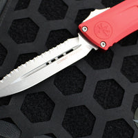 Microtech Combat Troodon Gen III OTF Knife- Double Edge- Red Handle- Stonewash Full Serrated Blade 1142-12 RD Gen III 2024