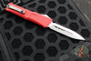 Microtech Combat Troodon Gen III OTF Knife- Double Edge- Red Handle- Stonewash Full Serrated Blade 1142-12 RD Gen III 2024