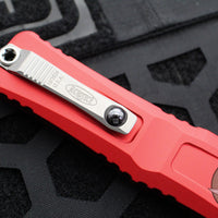 Microtech Combat Troodon Gen III OTF Knife- Double Edge- Red Handle- Stonewash Full Serrated Blade 1142-12 RD Gen III 2024