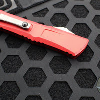 Microtech Combat Troodon Gen III OTF Knife- Double Edge- Red Handle- Stonewash Full Serrated Blade 1142-12 RD Gen III 2024