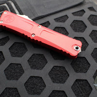 Microtech Combat Troodon Gen III OTF Knife- Double Edge- Red Handle- Stonewash Full Serrated Blade 1142-12 RD Gen III 2024