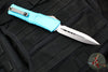 Microtech Combat Troodon Gen III OTF Knife- Double Edge- Turquoise Handle- Stonewash Full Serrated Blade 1142-12 TQ Gen III