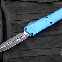 Microtech Combat Troodon Gen III OTF Knife- Double Edge- Blue Handle- Black Plain Edge Blade 1142-1 BL Gen III 2024