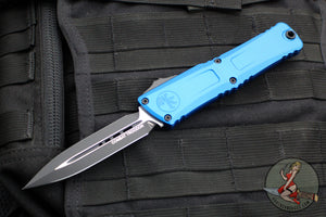 Microtech Combat Troodon Gen III OTF Knife- Double Edge- Blue Handle- Black Plain Edge Blade 1142-1 BL Gen III 2024