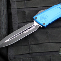 Microtech Combat Troodon Gen III OTF Knife- Double Edge- Blue Handle- Black Plain Edge Blade 1142-1 BL Gen III 2024