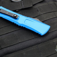 Microtech Combat Troodon Gen III OTF Knife- Double Edge- Blue Handle- Black Plain Edge Blade 1142-1 BL Gen III 2024