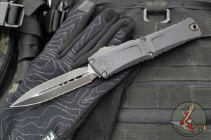 Microtech Combat Troodon Gen III OTF Knife- Double Edge-Shadow Edition- Black Handle- Black DLC Plain Edge Blade 1142-1 DLCTSH Gen III