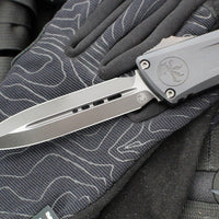 Microtech Combat Troodon Gen III OTF Knife- Double Edge-Shadow Edition- Black Handle- Black DLC Plain Edge Blade 1142-1 DLCTSH Gen III