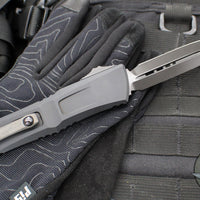 Microtech Combat Troodon Gen III OTF Knife- Double Edge-Shadow Edition- Black Handle- Black DLC Plain Edge Blade 1142-1 DLCTSH Gen III