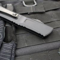 Microtech Combat Troodon Gen III OTF Knife- Double Edge-Shadow Edition- Black Handle- Black DLC Plain Edge Blade 1142-1 DLCTSH Gen III