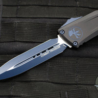 Microtech Combat Troodon Gen III OTF Knife- Double Edge- Black Finished Handle- Blue Plain Edge Blade And Accents 1142-1 NASK GEN III