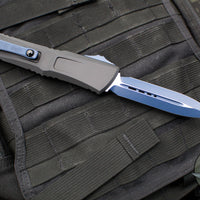 Microtech Combat Troodon Gen III OTF Knife- Double Edge- Black Finished Handle- Blue Plain Edge Blade And Accents 1142-1 NASK GEN III