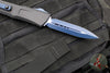 Microtech Combat Troodon Gen III OTF Knife- Double Edge- Black Finished Handle- Blue Plain Edge Blade And Accents 1142-1 NASK GEN III