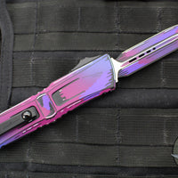 Microtech Combat Troodon Gen III OTF Knife- Double Edge- Purple Cel Shade Finished Handle- Purple Cel Shade Plain Edge Blade 1142-1 PUCOMICS GEN III