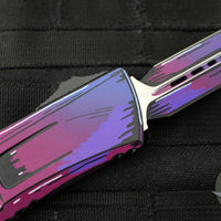 Microtech Combat Troodon Gen III OTF Knife- Double Edge- Purple Cel Shade Finished Handle- Purple Cel Shade Plain Edge Blade 1142-1 PUCOMICS GEN III