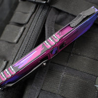 Microtech Combat Troodon Gen III OTF Knife- Double Edge- Purple Cel Shade Finished Handle- Purple Cel Shade Plain Edge Blade 1142-1 PUCOMICS GEN III