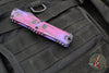 Microtech Combat Troodon Gen III OTF Knife- Double Edge- Purple Cel Shade Finished Handle- Purple Cel Shade Plain Edge Blade 1142-1 PUCOMICS GEN III