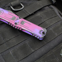 Microtech Combat Troodon Gen III OTF Knife- Double Edge- Purple Cel Shade Finished Handle- Purple Cel Shade Plain Edge Blade 1142-1 PUCOMICS GEN III