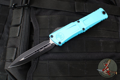 Microtech Combat Troodon Gen III OTF Knife- Double Edge- Turquoise Handle- Black Plain Edge Blade 1142-1 TQ Gen III