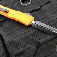 Microtech Combat Troodon Gen III OTF Knife- Double Edge- Orange Handle- Black Plain Edge Blade 1142-1 OR Gen III