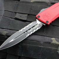 Microtech Combat Troodon Gen III OTF Knife- Double Edge- Red Handle- Black Part Serrated Edge Blade 1142-2 RD Gen III 2024