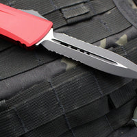 Microtech Combat Troodon Gen III OTF Knife- Double Edge- Red Handle- Black Part Serrated Edge Blade 1142-2 RD Gen III 2024