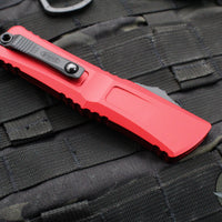 Microtech Combat Troodon Gen III OTF Knife- Double Edge- Red Handle- Black Part Serrated Edge Blade 1142-2 RD Gen III 2024