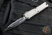 Microtech Combat Troodon Gen III OTF Knife- Double Edge- Natural Clear Finished Handle- Black Full Serrated Edge Blade 1142-3 NC Gen III 2024