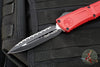 Microtech Combat Troodon Gen III OTF Knife- Double Edge- Red Handle- Black Full Serrated Edge Blade 1142-3 RD Gen III