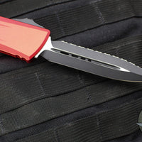 Microtech Combat Troodon Gen III OTF Knife- Double Edge- Red Handle- Black Full Serrated Edge Blade 1142-3 RD Gen III