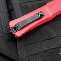 Microtech Combat Troodon Gen III OTF Knife- Double Edge- Red Handle- Black Full Serrated Edge Blade 1142-3 RD Gen III