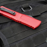 Microtech Combat Troodon Gen III OTF Knife- Double Edge- Red Handle- Black Full Serrated Edge Blade 1142-3 RD Gen III