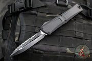 Microtech Combat Troodon Gen III OTF Knife- Double Edge- Tactical- Black Handle- Black Full Serrated Edge Blade 1142-3 T Gen III