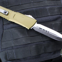 Microtech Combat Troodon Gen III OTF Knife- Double Edge- OD Green Handle- Satin Blade 1142-4 OD Gen III