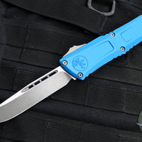 Microtech Combat Troodon Gen III OTF Knife- Single Edge- Blue Handle- Apocalyptic Blade 1143-10 APBL Gen III