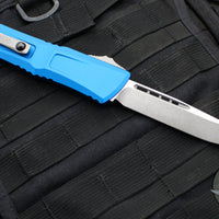 Microtech Combat Troodon Gen III OTF Knife- Single Edge- Blue Handle- Apocalyptic Blade 1143-10 APBL Gen III 2024